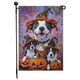 American Staffordshire Dog Halloween Garden Flag for Pathway Pumpkin Welcome Small Flags for Outside Thankful Holiday Autumn Yard Decor for Pet Lovers Patio Flag