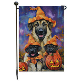 Anatolian Shepherd Dog Witch Hat Garden Flag for Spooky Halloween Pumpkin Decorations Outdoor Party Decor for Pet Lovers Gift for Thanksgiving Yard Sign