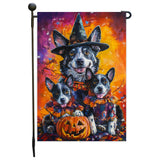 Witch Australian Cattle Dog Halloween Garden Decor Witch Hat Costume Flag for Patio Farmhouse Holiday Welcome Yard Banner for Fall Pumpkin Garden Flag for Outdoor Decoration