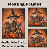 Halloween Australian Terrier Witch Hat Dog Wall Art with Pumpkins Fall Farmhouse Décor for Grandma on Ready to Hang 1.5" Thick Canvas Wrap, Floating Framed Canvas, Flat Rolled Canvas