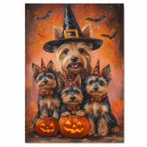 Halloween Australian Terrier Witch Hat Dog Wall Art with Pumpkins Fall Farmhouse Décor for Grandma on Ready to Hang 1.5" Thick Canvas Wrap, Floating Framed Canvas, Flat Rolled Canvas