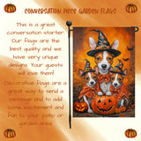 Basenji Dog Autumn Pumpkin Rustic Garden Flag Outdoor Home Decor Lawn Event Party Decorations Halloween Witch Hat Dog Themed Yard Flag for Grandmas Patio
