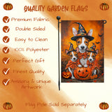 Basenji Dog Autumn Pumpkin Rustic Garden Flag Outdoor Home Decor Lawn Event Party Decorations Halloween Witch Hat Dog Themed Yard Flag for Grandmas Patio