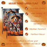 Witch Hat Beagle Halloween Decor Dog Jack O Lanterns Pumpkin Garden Flag for Pet Moms Holiday Outdoor Yard Flag Maple Leaf Decorations for Home