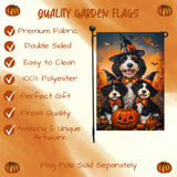 Witch Hat Bernedoodle Dog Halloween Pumpkin Castle Jack O Lantern Garden Flag for Outside Spider Web Bats Yard Flag for Harvest Farmhouse Fall Yard Mailbox Decoration