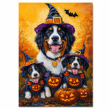 Bernese Mountain Dog Halloween Witch Pumpkin Canvas Wall Art Fall Farmhouse Decor for Pet Lovers on Ready to Hang 1.5" Thick Canvas Wrap, Floating Framed Canvas, Flat Rolled Canvas