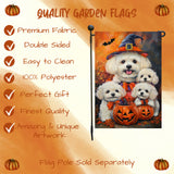 Bichon Frise Dog Halloween Witchy Pumpkin Banner Yard Sign Spooky Dog Garden Flag for Outside Autumn Lawn Yard Banner Welcome Decorations Flag for Holiday
