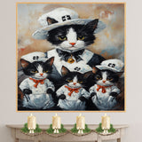 Romantic Oil Painting of Two Tuxedo Cats Gazing at a Hanging Heart on Fiery Background with Pink and Red Love Accents on Ready to Hang 1.5" Thick Canvas Wrap, Floating Framed Canvas, Flat Rolled Canvas