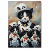 Romantic Oil Painting of Two Tuxedo Cats Gazing at a Hanging Heart on Fiery Background with Pink and Red Love Accents on Ready to Hang 1.5" Thick Canvas Wrap, Floating Framed Canvas, Flat Rolled Canvas