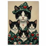 Romantic Tuxedo Cats with Heart Background Red and White Love Themed Artwork for Cat Lovers and Valentine's Decor on Ready to Hang 1.5" Thick Canvas Wrap, Floating Framed Canvas, Flat Rolled Canvas