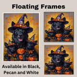 Belgian Shepherd Dog Halloween Canvas Wall Art with Pumpkins Fall Farmhouse Decor for Pet Lovers on Ready to Hang 1.5" Thick Canvas Wrap, Floating Framed Canvas, Flat Rolled Canvas