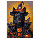 Belgian Shepherd Dog Halloween Canvas Wall Art with Pumpkins Fall Farmhouse Decor for Pet Lovers on Ready to Hang 1.5" Thick Canvas Wrap, Floating Framed Canvas, Flat Rolled Canvas