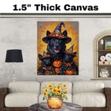 Belgian Shepherd Dog Halloween Canvas Wall Art with Pumpkins Fall Farmhouse Decor for Pet Lovers on Ready to Hang 1.5" Thick Canvas Wrap, Floating Framed Canvas, Flat Rolled Canvas