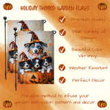 Australian Shepherd Dog Halloween Welcome Yard Flag for Farmhouse Holiday Yard Outdoor Decoration for Fall Pumpkin Garden Banner for Outside Home Lawn Decor