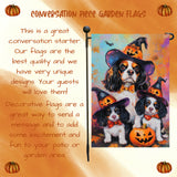 Cavalier King Charles Spaniel Witch Hat Garden Flag for Halloween Pumpkin Bats Autumn Yard Banner for Outside Spooky Decoration for Fall Party Lawn Decor