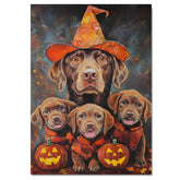 Chesapeake Bay Retriever Halloween Canvas Wall Art with Pumpkins Rustic Fall Farmhouse Decor for Cozy Autumn Homes on Ready to Hang 1.5" Thick Canvas Wrap, Floating Framed Canvas, Flat Rolled Canvas