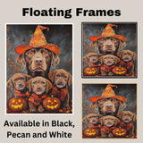 Chesapeake Bay Retriever Halloween Canvas Wall Art with Pumpkins Rustic Fall Farmhouse Decor for Cozy Autumn Homes on Ready to Hang 1.5" Thick Canvas Wrap, Floating Framed Canvas, Flat Rolled Canvas