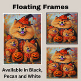 Chow Chow Dog Halloween Canvas Wall Art with Pumpkins Rustic Fall Farmhouse Accent for Autumn Home Decoration on Ready to Hang 1.5" Thick Canvas Wrap, Floating Framed Canvas, Flat Rolled Canvas