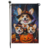 Corgi Dog Halloween Decoration Garden Flag for Spooky Night Fall Yard Flag Outdoor Holiday Banner Halloween Porch Lawn Seasonal Decor Sign for Dog Lovers