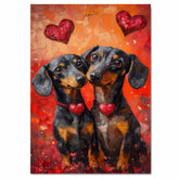 Colorful Dachshund Trio Vibrant Dog Artwork for Pet Lovers Bright Modern Home Decor and Gifts on Ready to Hang 1.5" Thick Canvas Wrap, Floating Framed Canvas, Flat Rolled Canvas
