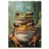 Whimsical Frog Couple Hugging Vibrant Nature Artwork for Animal Lovers and Cozy Rustic Home Decor on Ready to Hang 1.5" Thick Canvas Wrap, Floating Framed Canvas, Flat Rolled Canvas