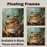 Whimsical Frog Couple Hugging Vibrant Nature Artwork for Animal Lovers and Cozy Rustic Home Decor on Ready to Hang 1.5" Thick Canvas Wrap, Floating Framed Canvas, Flat Rolled Canvas