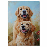 Golden Retriever Couple Romantic Dog Artwork for Pet Lovers and Bright Cheerful Home Decor on Ready to Hang 1.5" Thick Canvas Wrap, Floating Framed Canvas, Flat Rolled Canvas