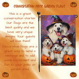 Great Pyrenees Dog Wearing Witch Hat Pumpkins Halloween Outdoor Yard Flag for Pet Lovers Halloween Garden Flag Decorations for Farmhouse Yard Lawn Banner