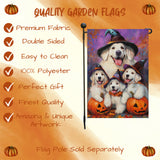Great Pyrenees Dog Wearing Witch Hat Pumpkins Halloween Outdoor Yard Flag for Pet Lovers Halloween Garden Flag Decorations for Farmhouse Yard Lawn Banner