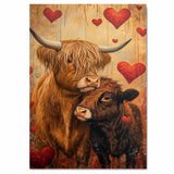 Highland Cow and Calf Portrait Rustic Farm Animal Artwork for Cozy Country Homes and Animal Lovers on Ready to Hang 1.5" Thick Canvas Wrap, Floating Framed Canvas, Flat Rolled Canvas