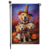 Labrador Witch Hat Dog Fall Halloween Garden Flag for Outdoor Dog Witch Hat Jack-O-Lantern Festive Yard Flag with Pumpkin Outdoor Yard Decoration Welcome Banner