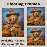 Nova Scotia Duck Tolling Retriever Halloween Canvas Wall Art with Pumpkins Rustic Fall Farmhouse Decor on Ready to Hang 1.5" Thick Canvas Wrap, Floating Framed Canvas, Flat Rolled Canvas