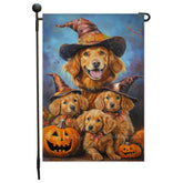 Nova Scotia Duck Tolling Retriever Pumpkin Witch Hat Outdoor Yard Decoration Halloween Banner for Yard Autumn Harvest Holiday with Dog Garden Flags for Outside