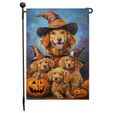 Nova Scotia Duck Tolling Retriever Pumpkin Witch Hat Outdoor Yard Decoration Halloween Banner for Yard Autumn Harvest Holiday with Dog Garden Flags for Outside