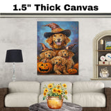 Nova Scotia Duck Tolling Retriever Halloween Canvas Wall Art with Pumpkins Rustic Fall Farmhouse Decor on Ready to Hang 1.5" Thick Canvas Wrap, Floating Framed Canvas, Flat Rolled Canvas