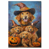 Nova Scotia Duck Tolling Retriever Halloween Canvas Wall Art with Pumpkins Rustic Fall Farmhouse Decor on Ready to Hang 1.5" Thick Canvas Wrap, Floating Framed Canvas, Flat Rolled Canvas