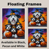 Old English Sheepdog Halloween Canvas Wall Art with Pumpkins Rustic Fall Farmhouse Decor for Cozy Autumn Homes on Ready to Hang 1.5" Thick Canvas Wrap, Floating Framed Canvas, Flat Rolled Canvas