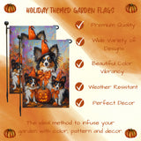 Papillon Halloween Dog Pumpkin Outdoor Holiday Banner Decor Yard Flag for Welcome Thanksgiving Decorations Garden Flag Gifts for Pet Lovers Outside Home Decor