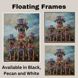 Plott Hound Dog Family in Patriotic Outfits and Top Hats Celebrating Independence Day in a Scenic Countryside on Ready to Hang 1.5" Thick Canvas Wrap, Floating Framed Canvas, Flat Rolled Canvas