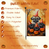 Pug Halloween Puppy Pumpkin Witch Hat Garden Flag Holiday Banner Flag for Fall Outdoor Spooky Fall Yard Decorations for Outdoor Porch Lawn Welcome Sign Holiday Banner