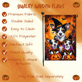 Rat Terrier Dog in Witch Hat Pumpkin Yard Banner for Halloween Lawn Welcome Sign Holiday Banner with Bat Rustic Small Yard Flag for Fall Farmhouse Garden Flag