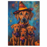 Rhodesian Ridgeback Halloween Wall Art Canvas with Pumpkins Fall Farmhouse Dog Decor for Living Room Autumn and Thanksgiving Gift on Ready to Hang 1.5" Thick Canvas Wrap, Floating Framed Canvas, Flat Rolled Canvas