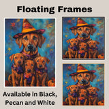 Rhodesian Ridgeback Halloween Wall Art Canvas with Pumpkins Fall Farmhouse Dog Decor for Living Room Autumn and Thanksgiving Gift on Ready to Hang 1.5" Thick Canvas Wrap, Floating Framed Canvas, Flat Rolled Canvas