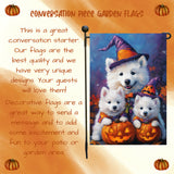 Samoyed Witch Hat Pumpkin Banner Yard Sign for Spooky Dog Halloween Garden Flag for Outside Lawn Rustic Forest Yard Banner Welcome Decorations Flag for Holiday