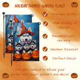 Siberian Husky Dog Spooky Halloween Garden Flag with Pumpkins Witch Hat Rustic Fall Pet Autumn Farmhouse Home Outdoor Decor Gift for Dog Lovers Thanksgiving Decorations