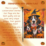 Treeing Walker Coonhound Witch Hat Halloween Garden Flag for Rustic Farmhouse Outdoor Decor with Pumpkins and Bats Fall Autumn Seasonal Garden Decoration Gifts