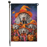 Weimaraner Dog Witch Hat Pumpkin Lantern Garden Flag Banner for Patio Party Fall Outdoor Decoration for Porch Lawn Pathway Dog Lovers Holiday Gift for Halloween