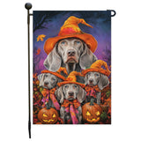 Weimaraner Dog Witch Hat Pumpkin Lantern Garden Flag Banner for Patio Party Fall Outdoor Decoration for Porch Lawn Pathway Dog Lovers Holiday Gift for Halloween