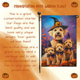 Wheaten Terrier Witch Hat Garden Flag with Pumpkin Maple Leaves Design Fall Outdoor Banner Holiday Yard Decoration for Porch Lawn Garden Party Display Sign Gifts