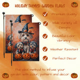Yorkipoo Halloween Scary Pumpkin Bat Decor Flag for Lawn Porch Thanksgiving Decoration Scary Seasonal Yard Sign for Dog Lovers Witch Hat Yard Mailbox Flag Gifts